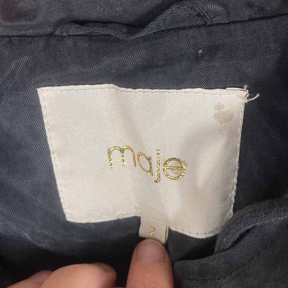 Maje Lambskin Leather Trim Anorak Jacket Size Medium - Picture 5 of 12